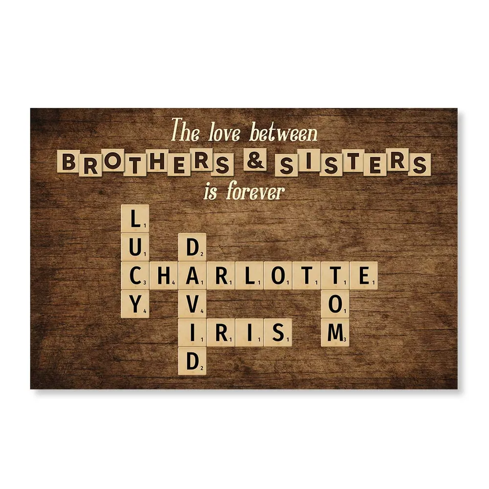 Personalized Crossword Canvas: 'Love Between Brothers & Sisters Is Forever'