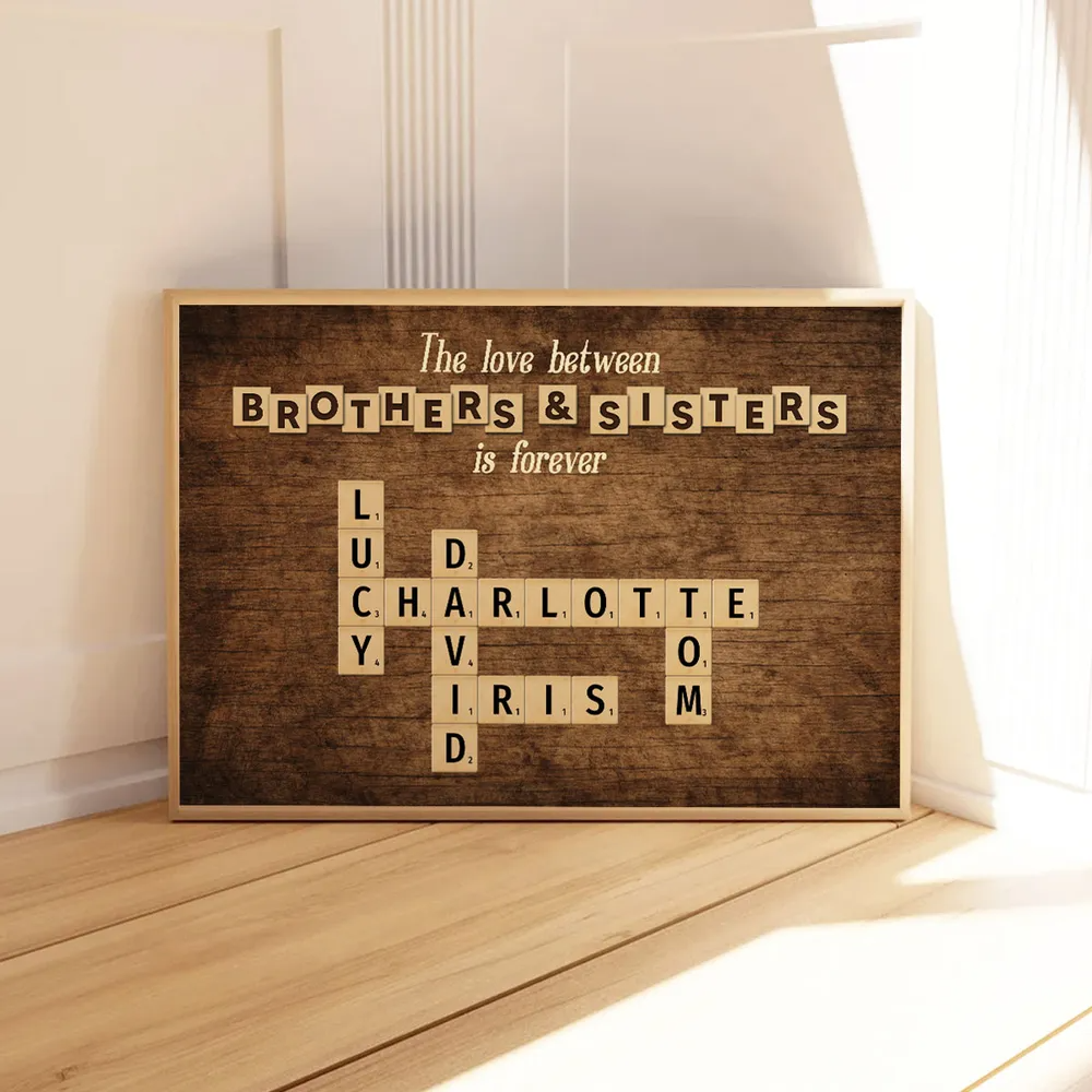 Personalized Crossword Canvas: 'Love Between Brothers & Sisters Is Forever'