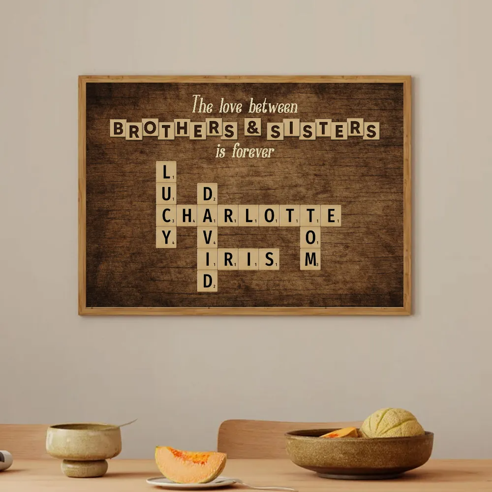 Personalized Crossword Canvas: 'Love Between Brothers & Sisters Is Forever'