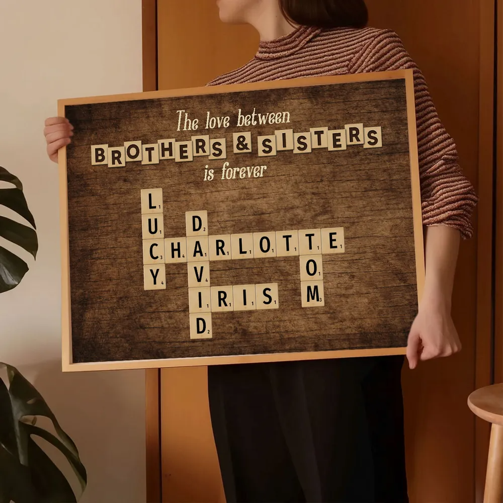 Personalized Crossword Canvas: 'Love Between Brothers & Sisters Is Forever'
