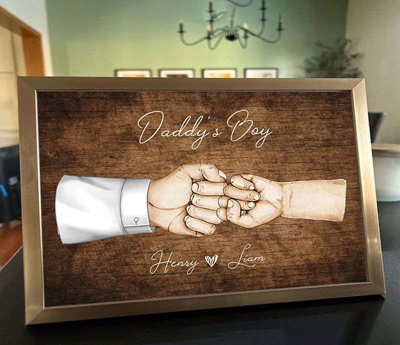 Personalized Daddy's Team Fist Bump Canvas for Dad: Father's Day Keepsake
