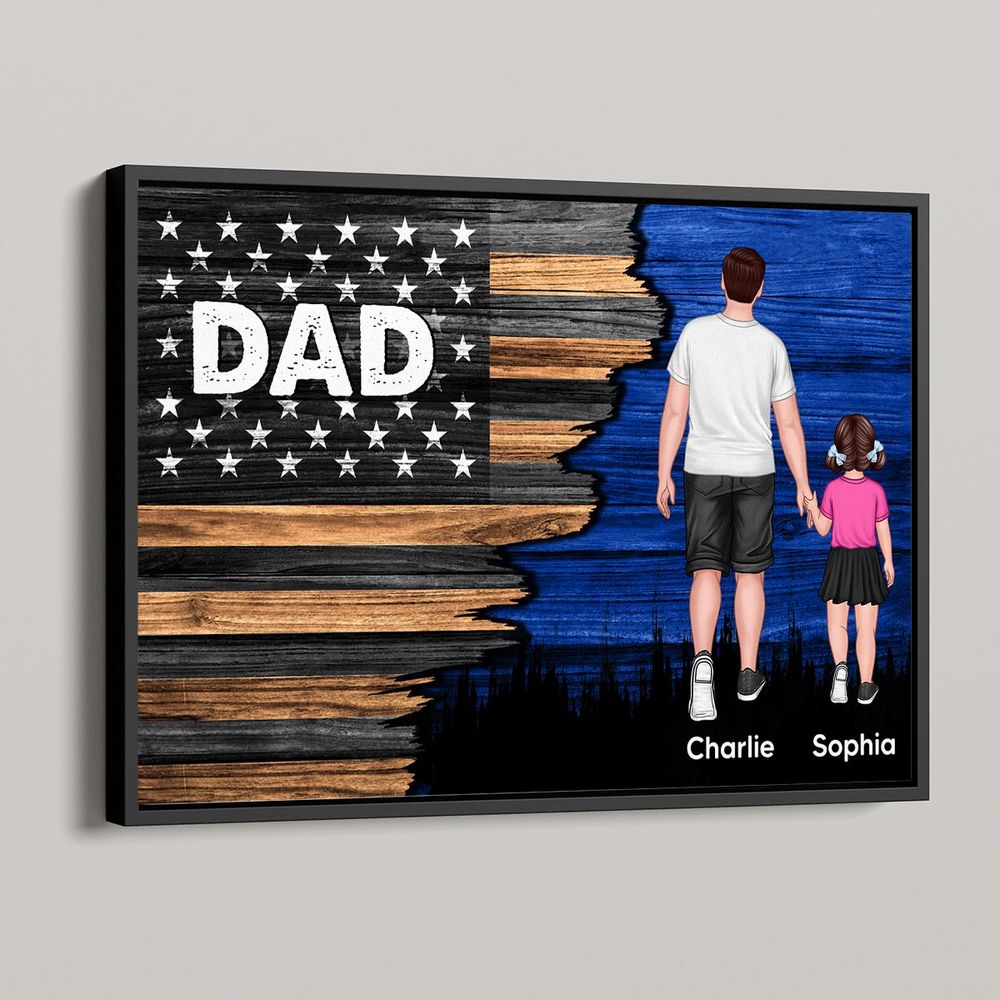 Personalized Papa Flag Canvas: Custom Family Wall Art for Dad & Grandpa
