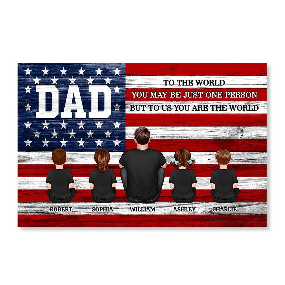 Heartfelt Personalized "To Us You Are The World" Dad Canvas Wall Art