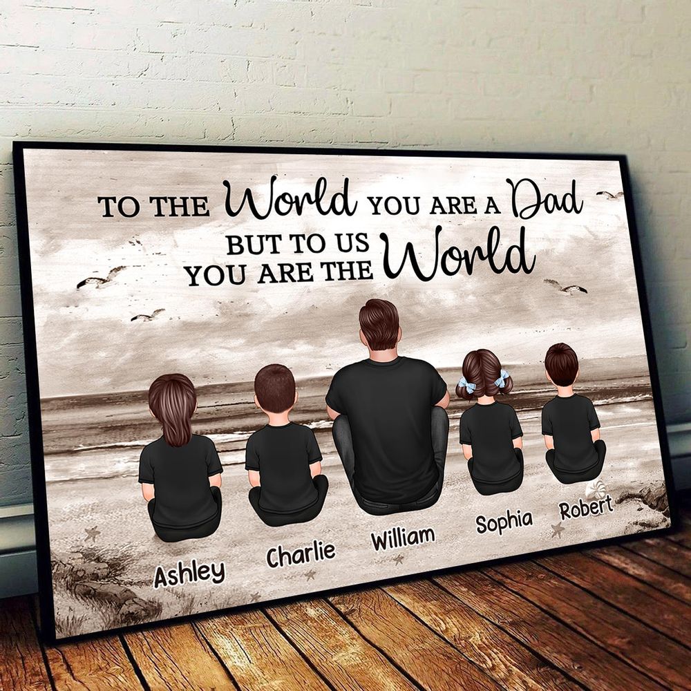 Personalized 'To The World You Are The World' Dad & Family Canvas Gift