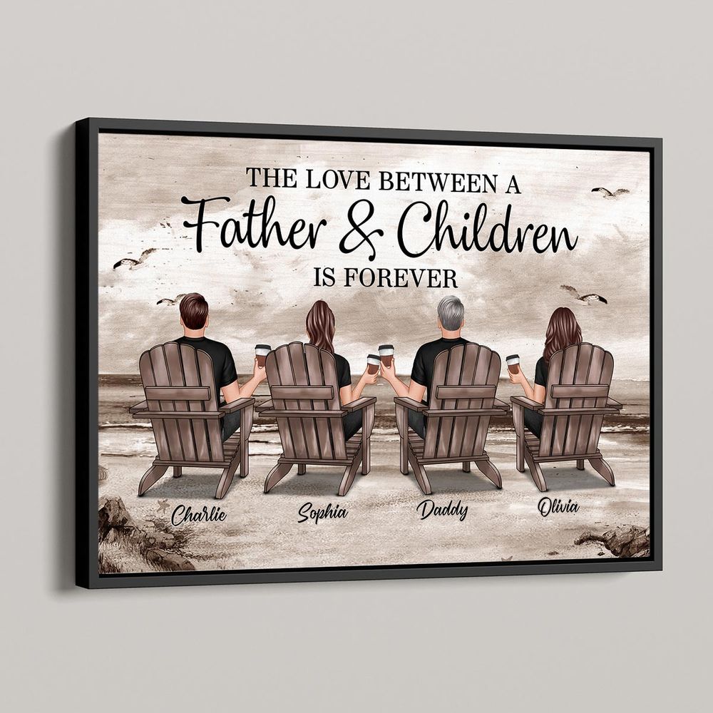 Personalized Canvas Gift for Dad: 'No Matter How Big We Get, We Will Always Reach For You' Beach Family Wall Art