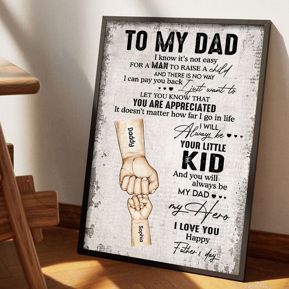 Personalized Dad Canvas: 'Always Your Little Kids, Our Hero' Fist Bump Art