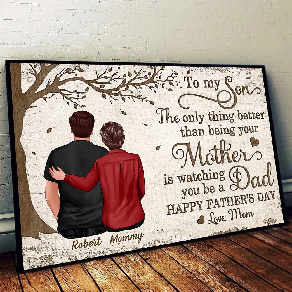 Custom Son Canvas from Mom: 'Watching You Be a Dad' Father's Day Gift