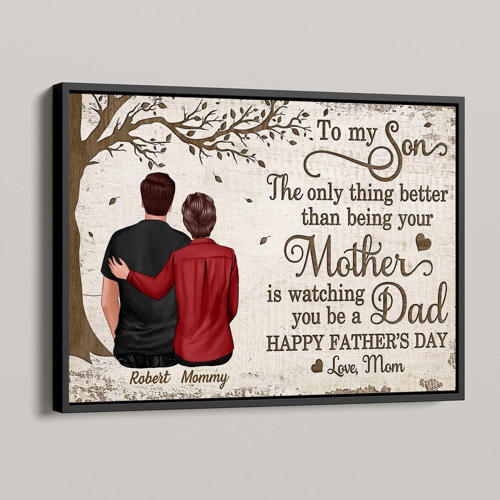 Custom Son Canvas from Mom: 'Watching You Be a Dad' Father's Day Gift