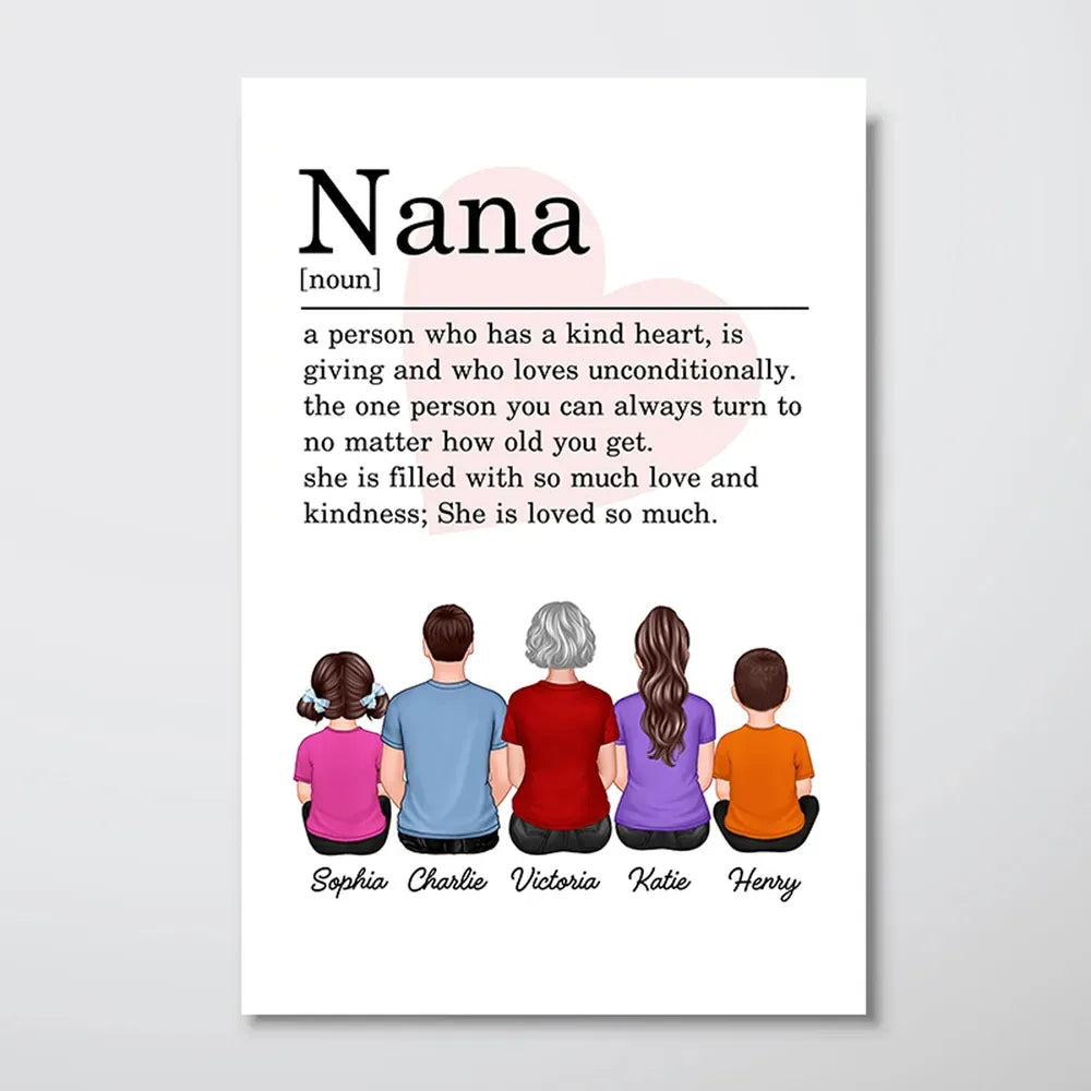 Personalized Nana 'Kind Heart' Definition Canvas for Grandma & Mom