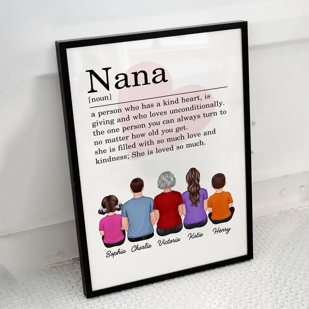 Personalized Nana 'Kind Heart' Definition Canvas for Grandma & Mom