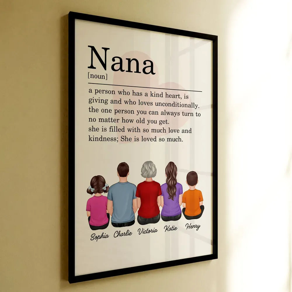 Personalized Nana 'Kind Heart' Definition Canvas for Grandma & Mom