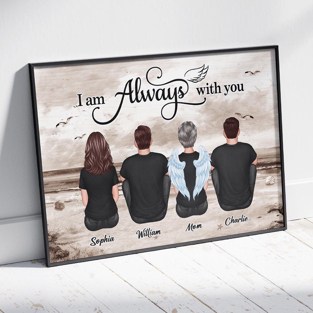 Personalized Family Memorial For Loved One Canvas / Poster: 'Always With You' Angel Wings Art