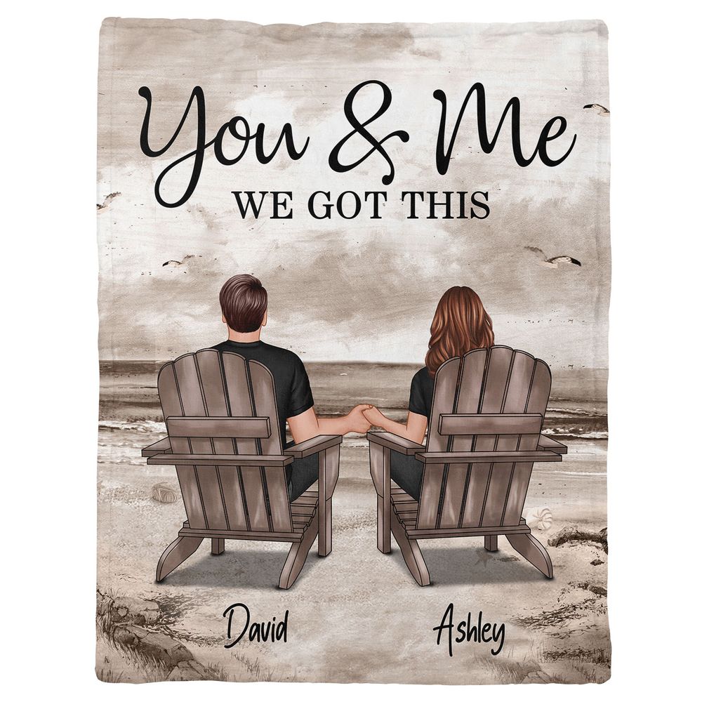 Heartfelt 'You & Me We Got This' Personalized Couple Beach Blanket