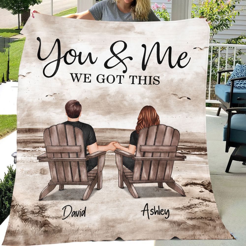 Heartfelt 'You & Me We Got This' Personalized Couple Beach Blanket