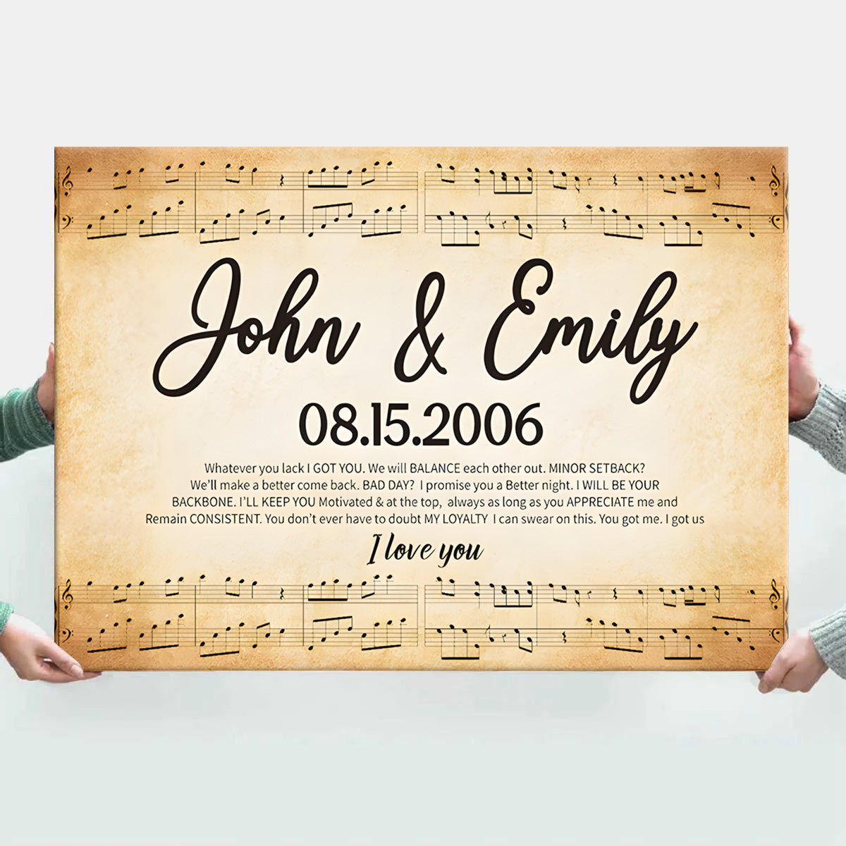 Personalized 'Whatever You Lack I Got You' Music Canvas for Couples