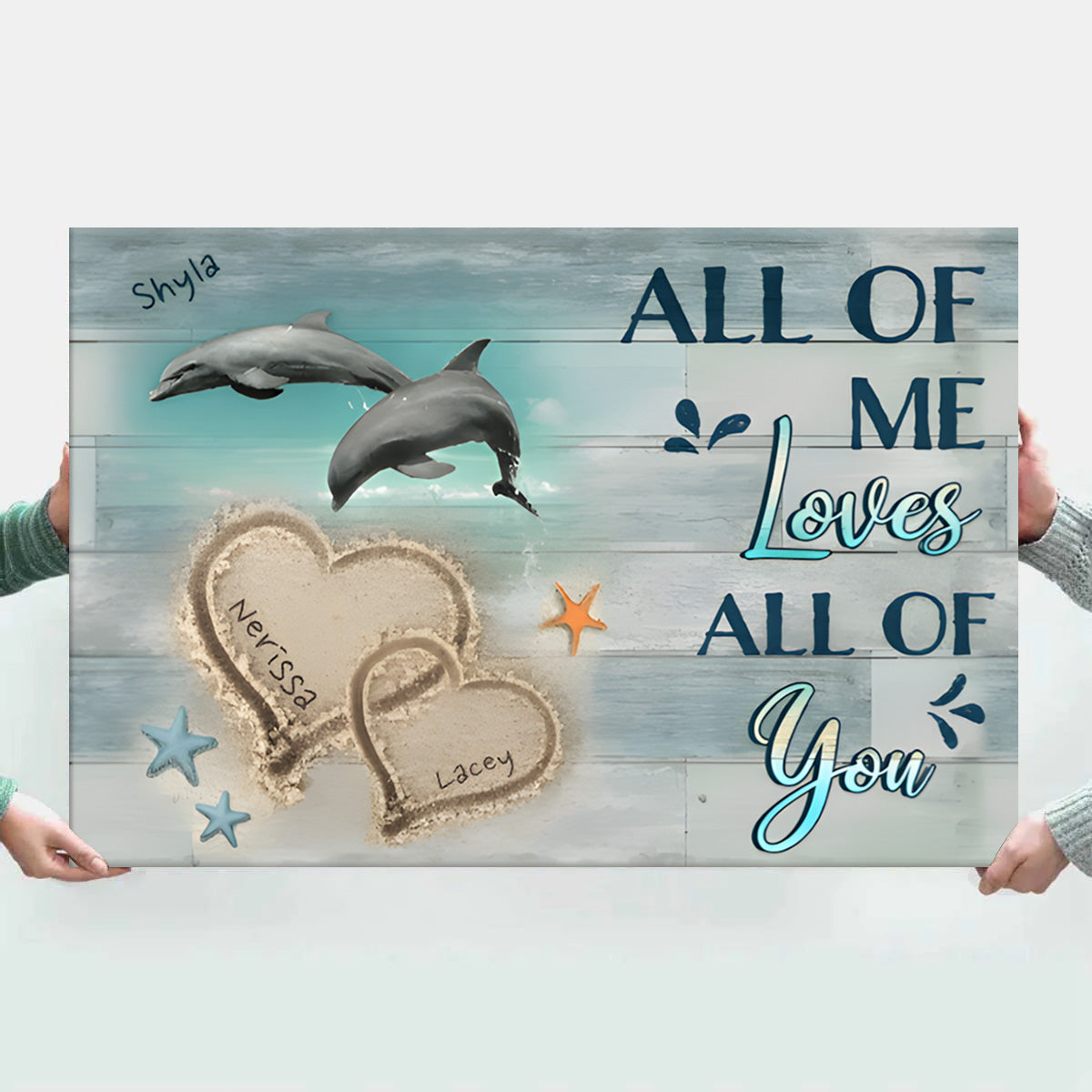 Personalized Dolphin Canvas for Couples: 'All Of Me Loves All Of You'