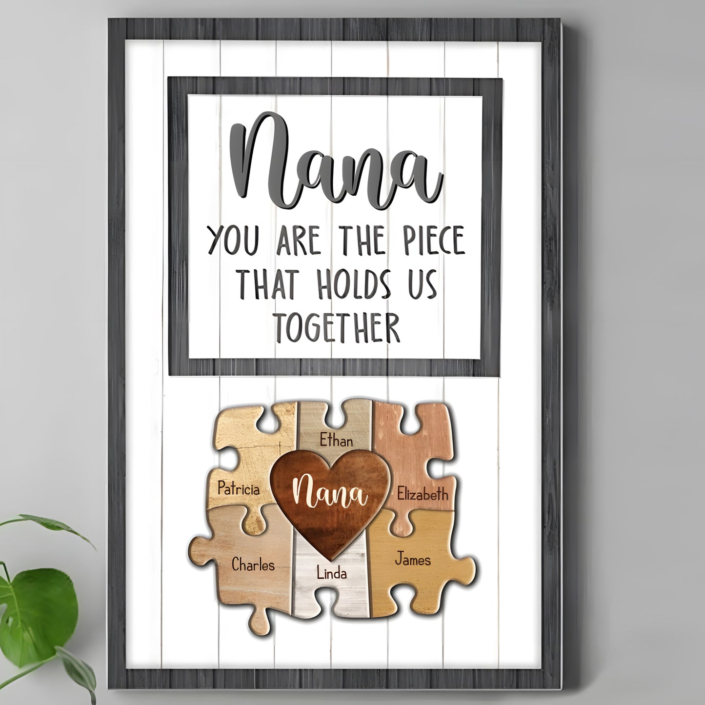 Personalized Mom Puzzle Canvas Art - "You're The Piece That Holds Us Together"