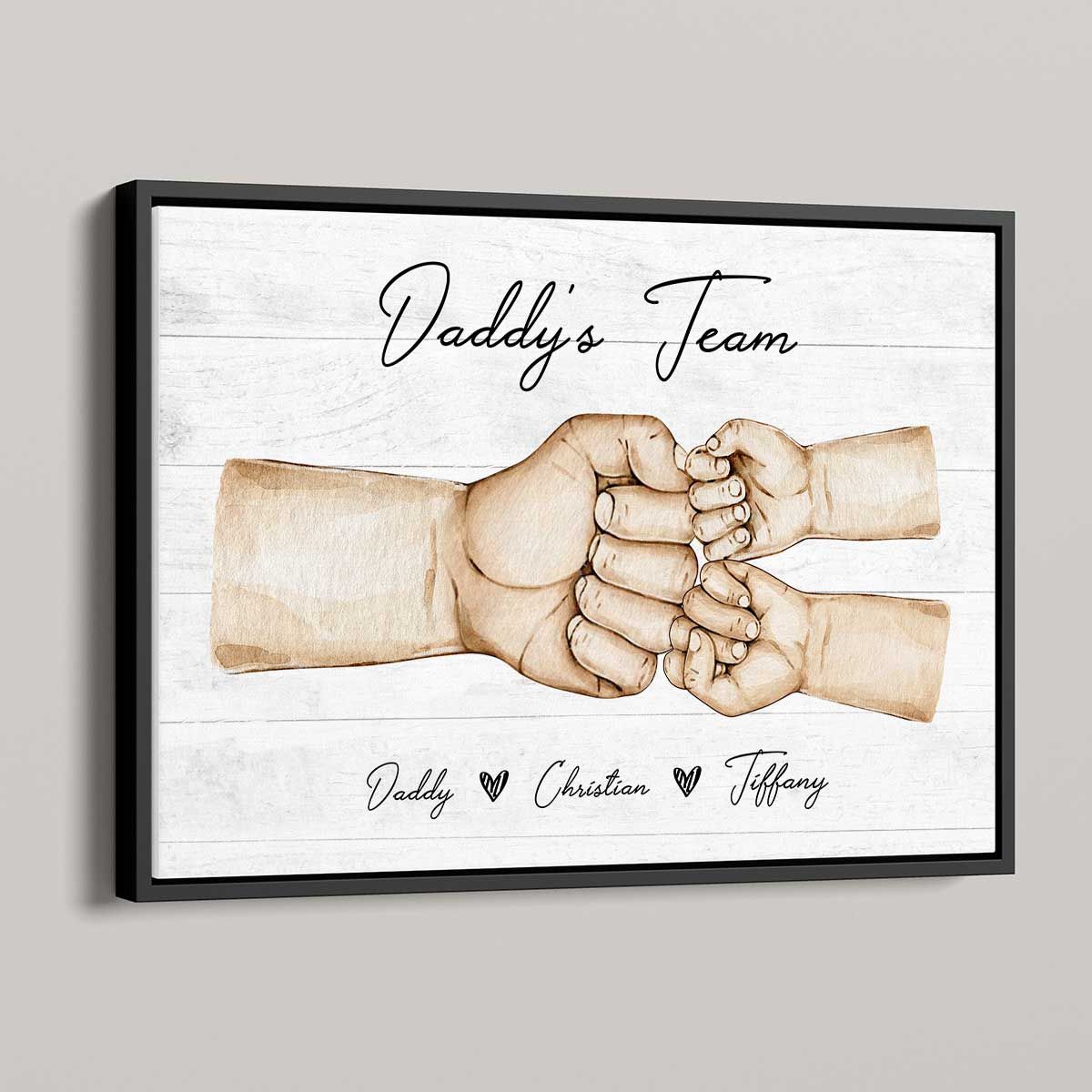 "Daddy's Team" Personalized Fist Bump Canvas for Dad & Family