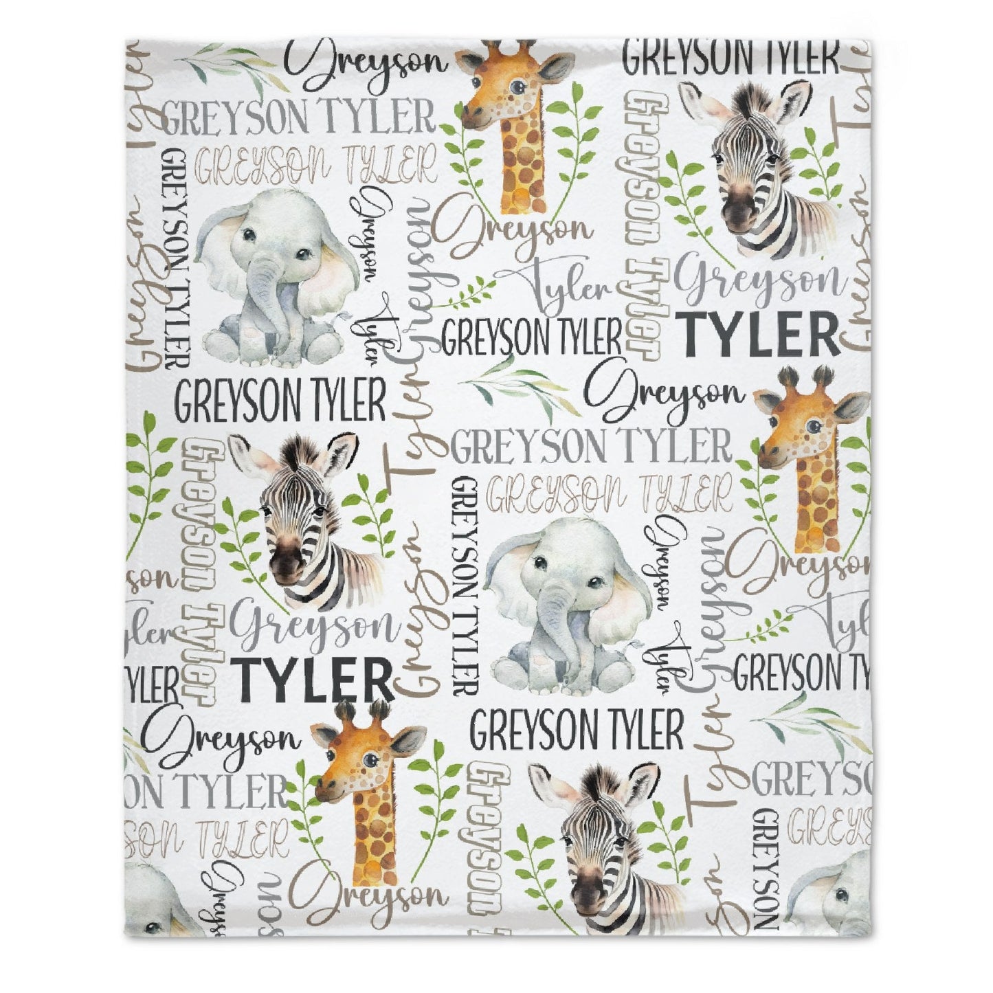 Personalized Safari Kid Blanket - Custom Name Gift for Kid