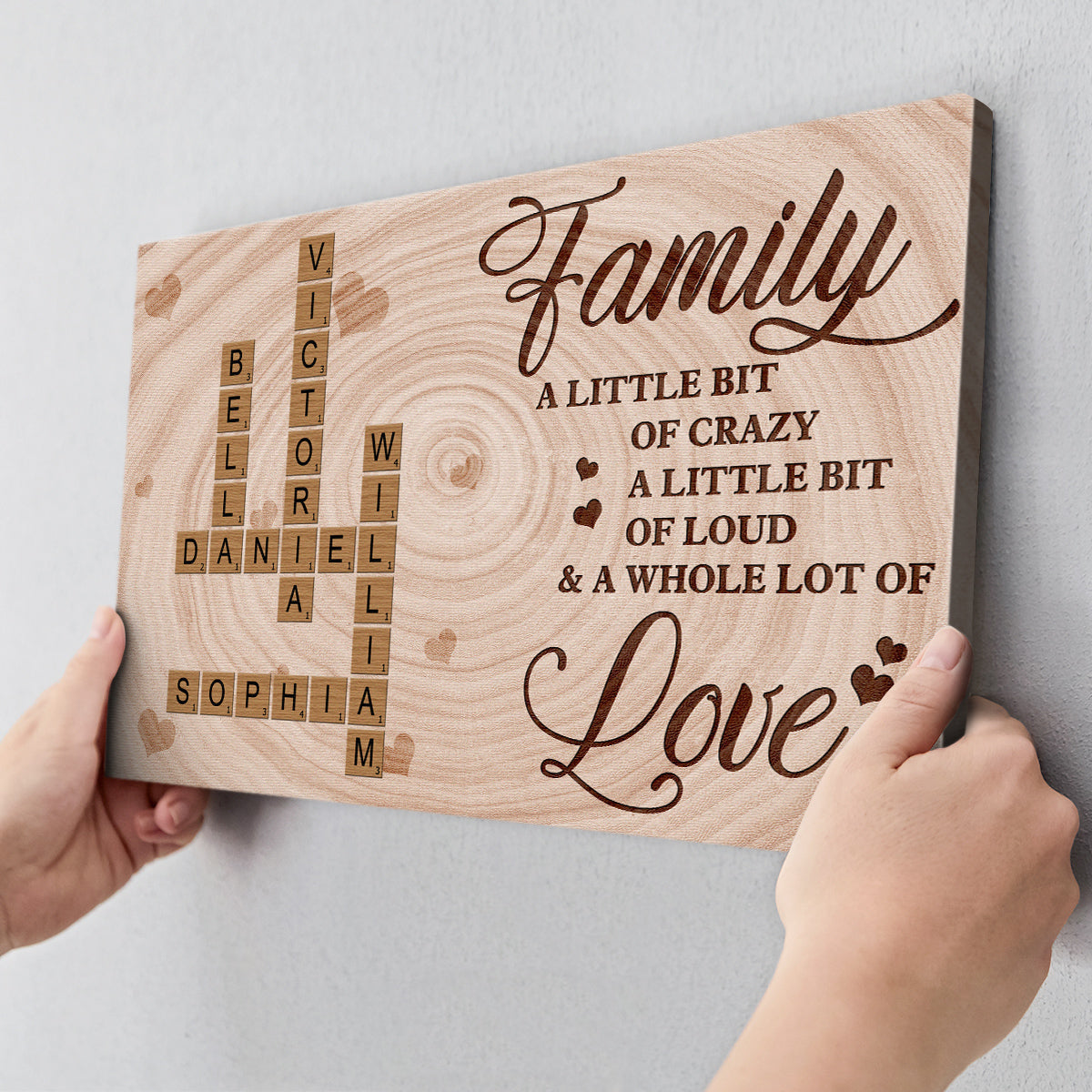 A Little Bit Crazy, A Whole Lot of Love - Personalized Family Crossword Canvas/poster