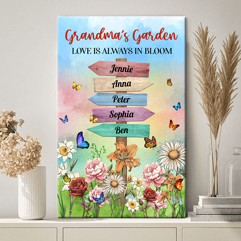 Personalized 'Grandma's Garden' Canvas - Love Is Always In Bloom Art Gift