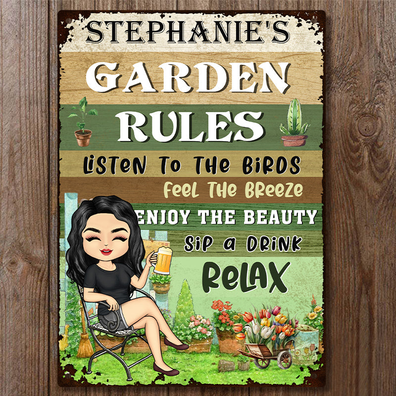 Personalized Garden Rules Metal Sign: Relax & Enjoy Your Own Oasis