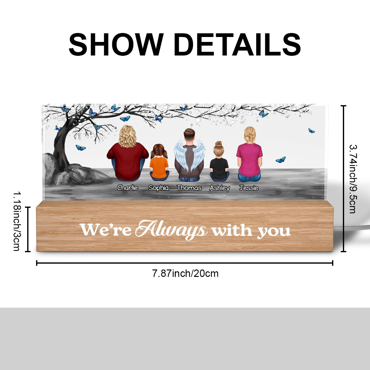 Personalized Family 'We're Always With You' Memorial For Loved One LED Night Light