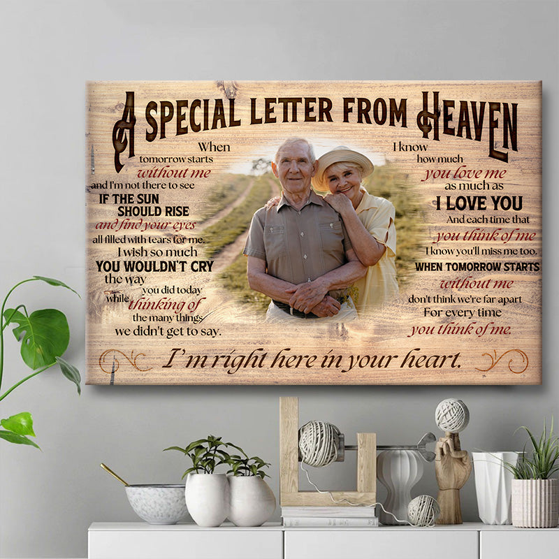Personalized Memorial For Loved One Photo Canvas: "A Letter From Heaven" Comfort Gift