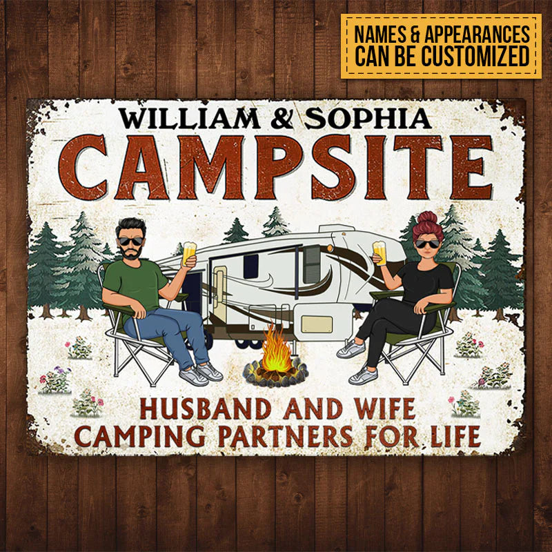 Custom Couple's Camping Sign: Let's Sit By The Campfire & Watch Campers