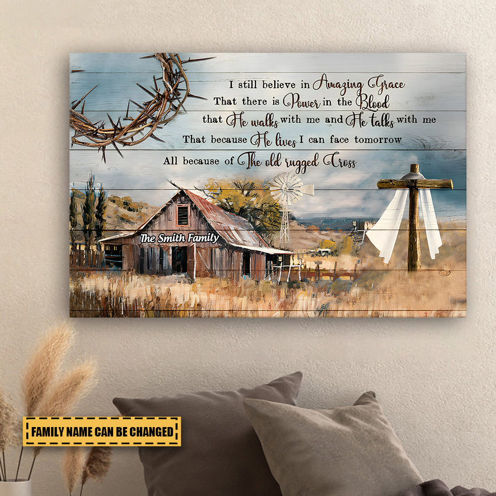 Personalized 'Amazing Grace' Canvas / Poster - Rustic Family Faith Home Art