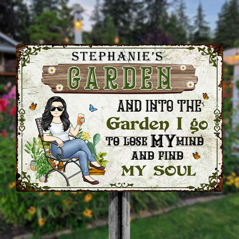 Custom "Into The Garden I Go" Personalized Metal Sign for Garden Lovers