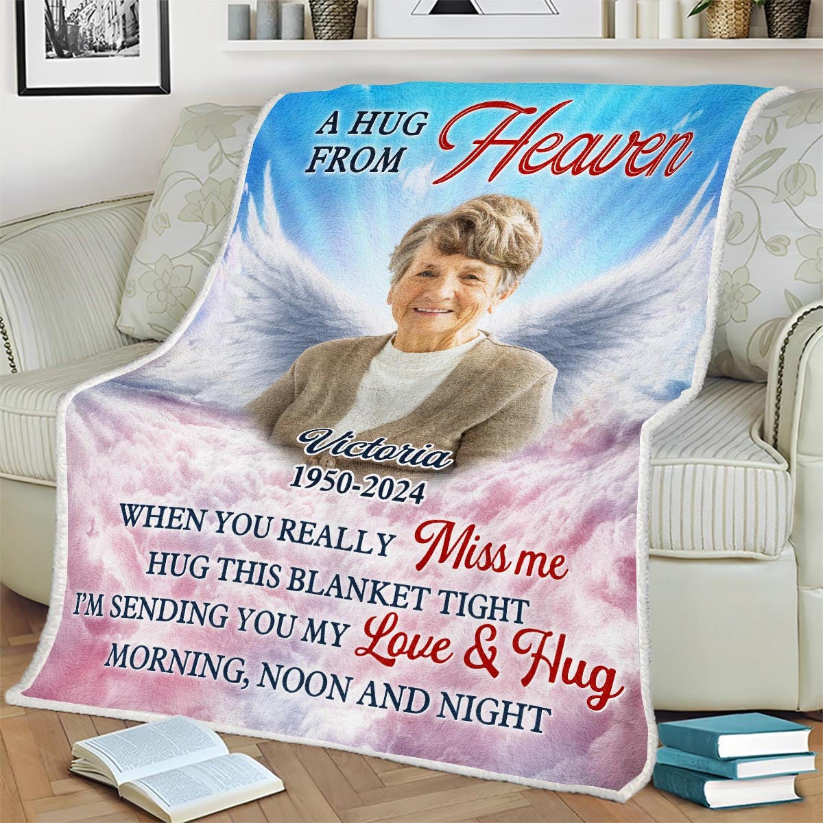 A Hug From Heaven - Personalized Custom Photo Blanket