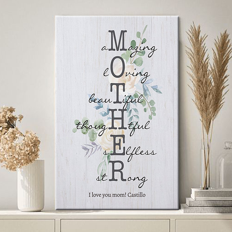 Custom 'MOTHER' Acrostic Canvas Art - Personalized Gift for Mom & Grandma