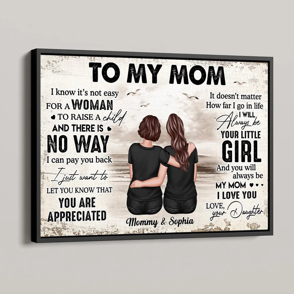 Personalized Mom Daughter Canvas: "Always Your Little Girl" Wall Art