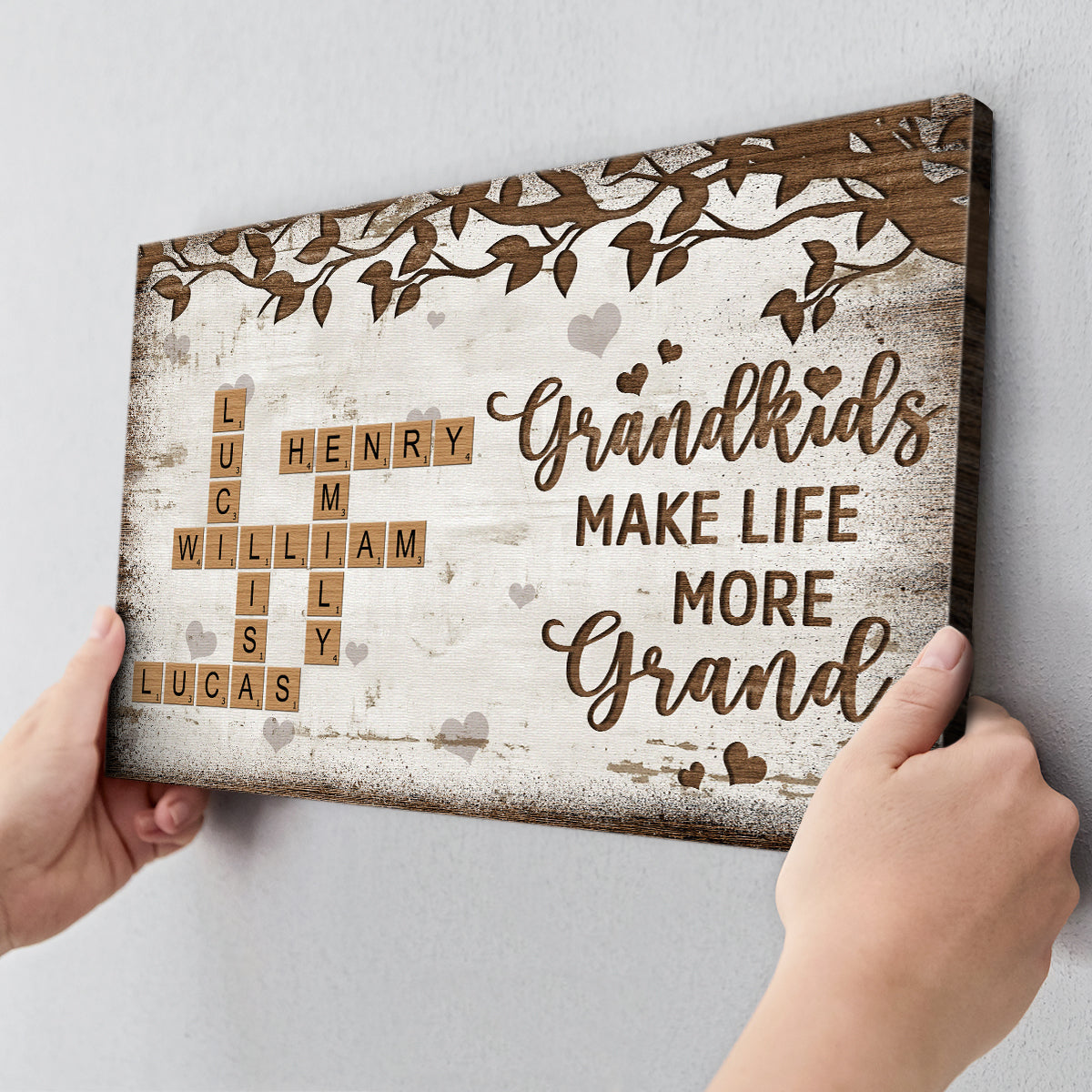 Grandkids Make Life More Grand - Personalized Crossword Canvas / Poster