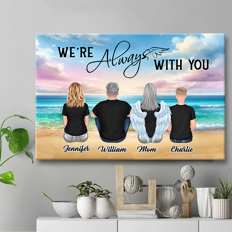 Personalized 'We're Always With You' Memorial For Loved One Family Canvas Wall Art