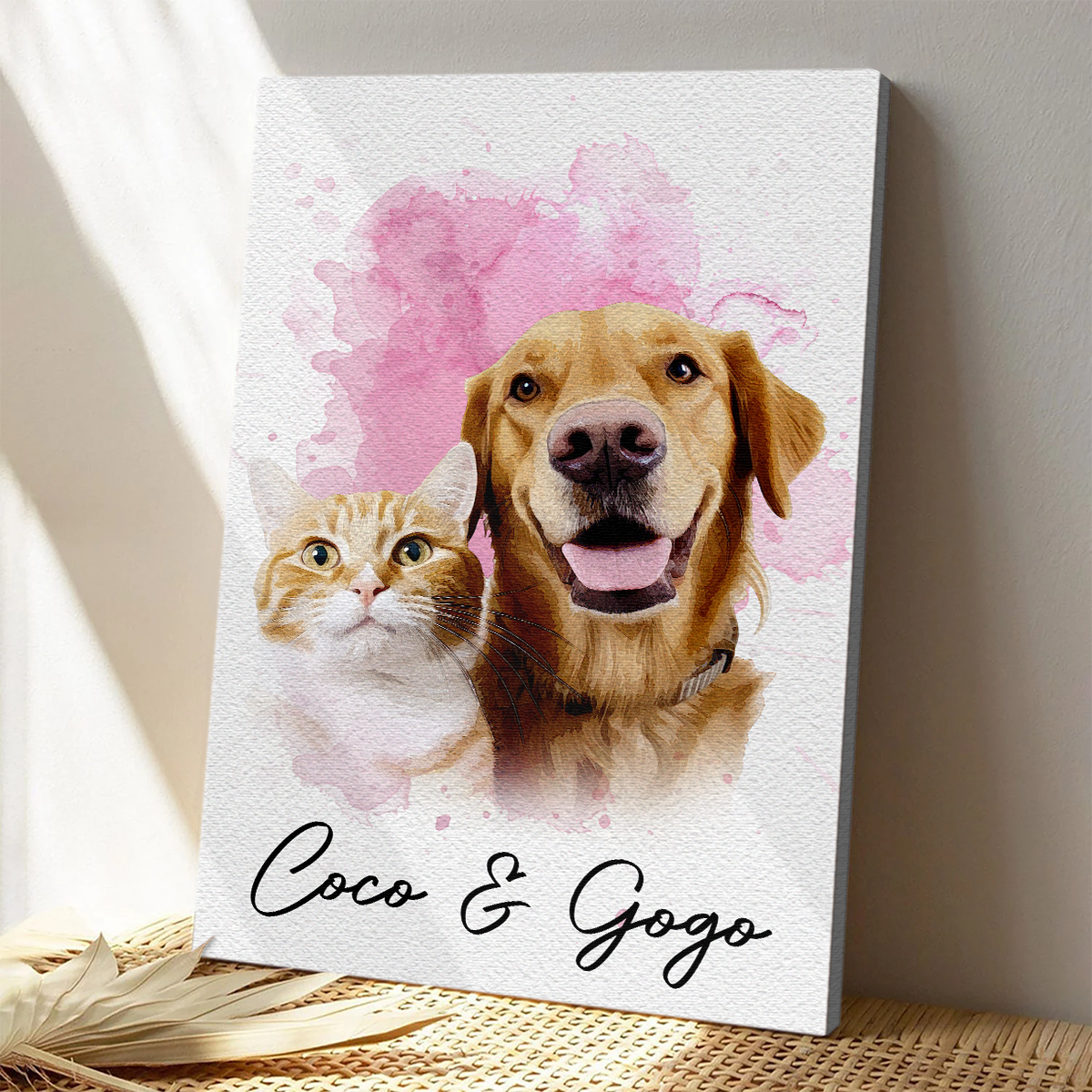 Watercolor Pet From Photo - Personalized Customized Canvas/poster