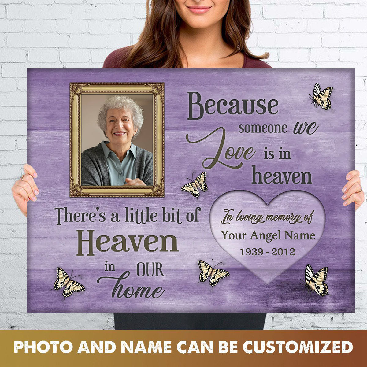 Heartfelt Personalized Memorial For Loved One Canvas for Loss - 'Heaven in Our Home'