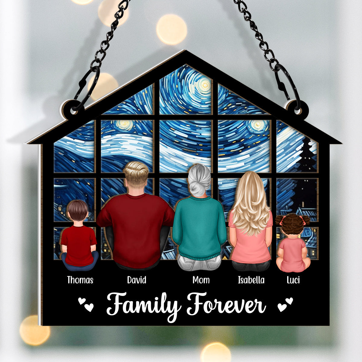 Custom Family Forever Window Suncatcher: Heartfelt Gift for Mom, Dad, & Home
