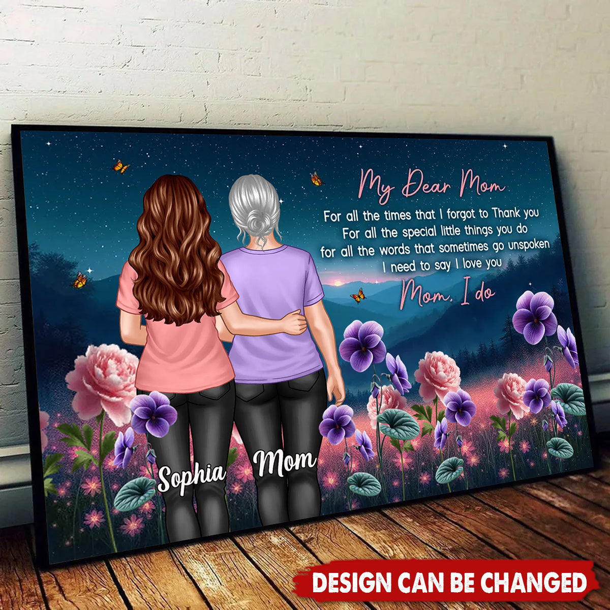 Personalized 'My Dear Mom' Canvas - Birth Flower Gift for Mother & Daughter