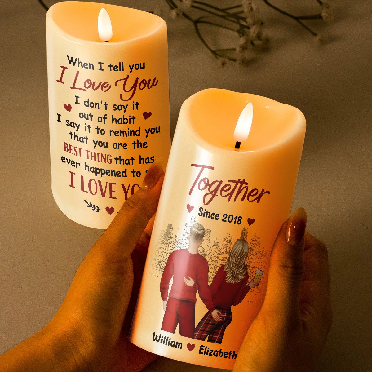 Couple Romantic Quotes - Personalized Candle LED Light