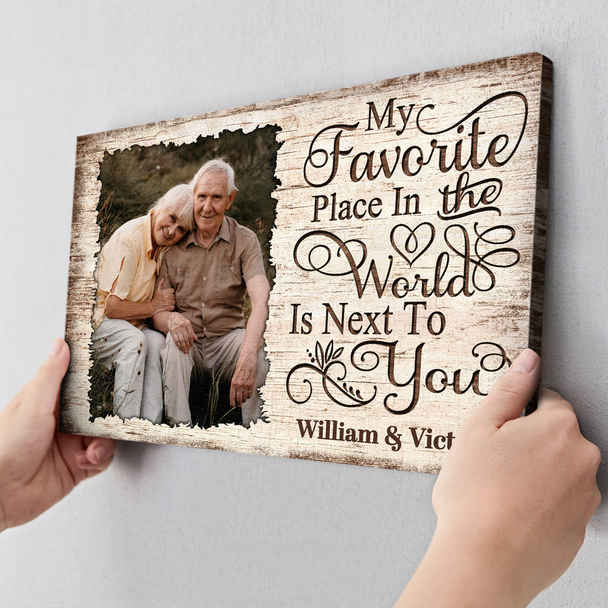 Personalized 'My Favorite Place Is Next To You' Custom Photo Canvas for Couples
