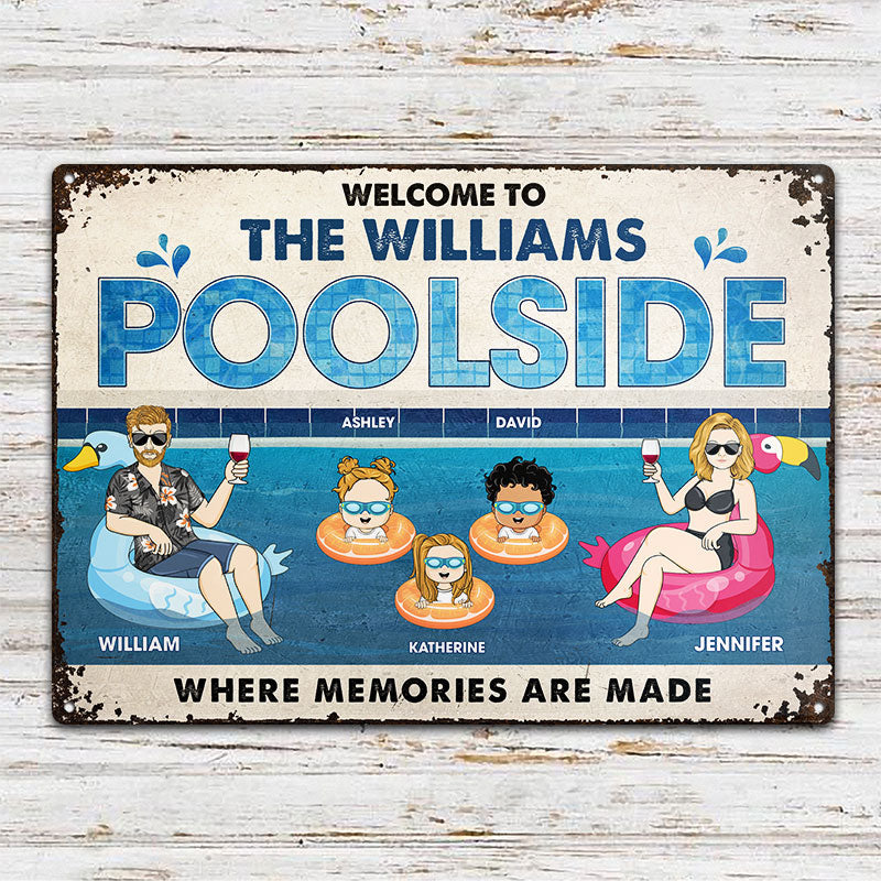 Personalized Family Poolside Metal Sign: "Where Memories Are Made" Summer Gift