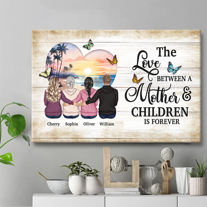Personalized Canvas Wall Art: "Love Between Mother & Children Is Forever" Gift