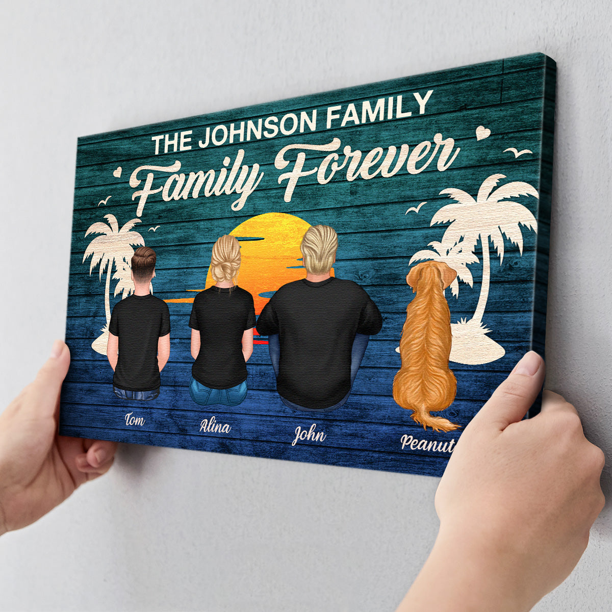 Heartfelt Personalized 'Family Forever' Canvas - Custom Pet & Family Art
