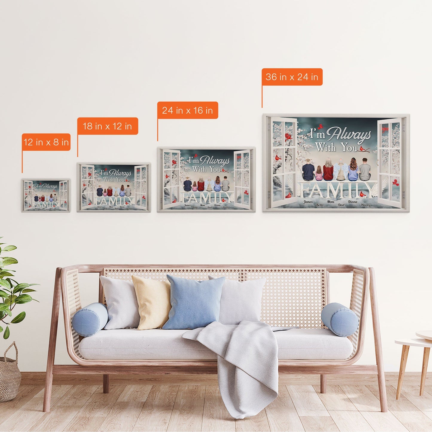 Heartfelt "I'm Always With You" Family Memorial For Loved One Canvas Art