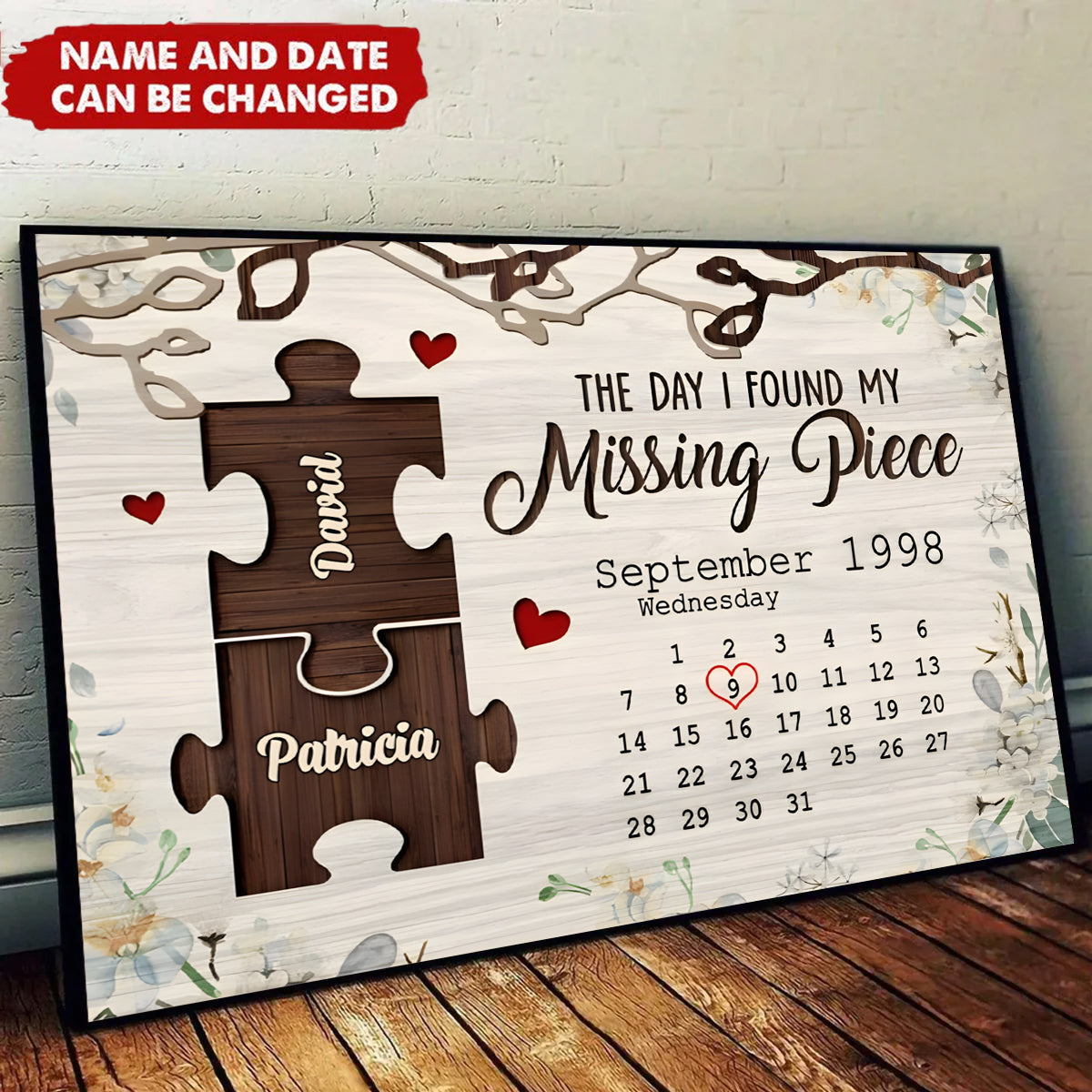 Personalized 'My Missing Piece' Canvas Gift for Couples & Anniversaries