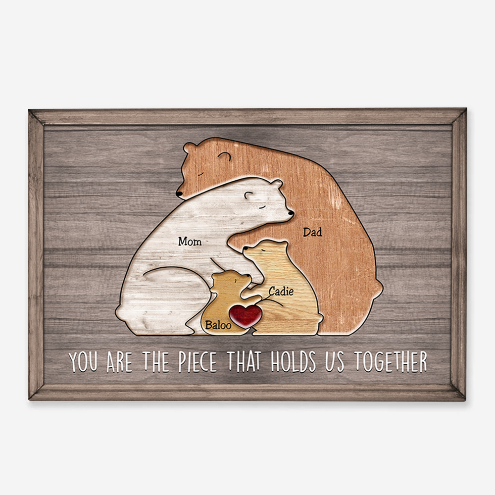 Personalized Bear Family Canvas: Custom 'Holds Us Together' Mom Gift