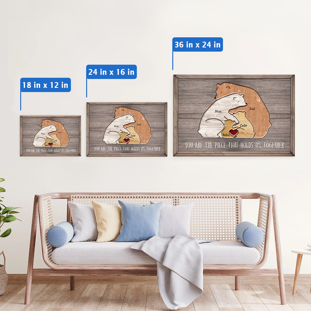 Personalized Bear Family Canvas: Custom 'Holds Us Together' Mom Gift