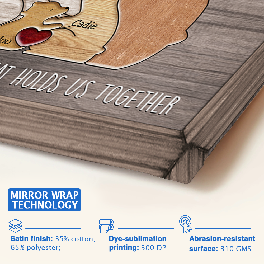 Personalized Bear Family Canvas: Custom 'Holds Us Together' Mom Gift